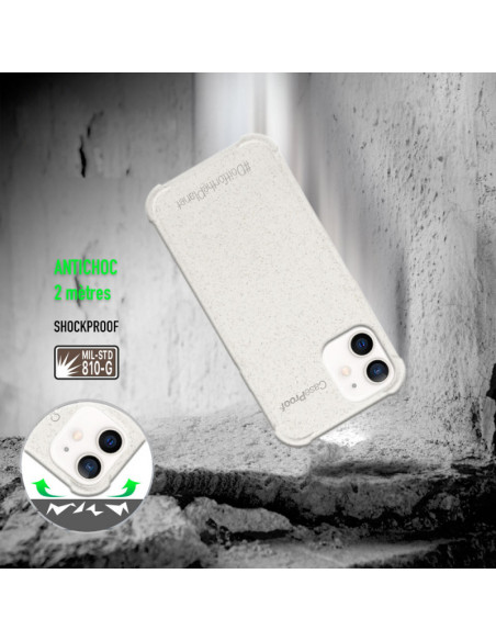 2 iPhone 12-12 Pro - Funda Biodegradable ANTICHOC Blanco Serie BIO