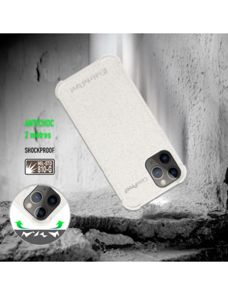 2 iPhone 11P - Funda Biodegradable Blanco Serie BIO