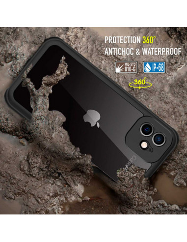 WIFORT - Funda impermeable para iPhone 12 Mini, protector de visualización  integrado, resistente al agua, protección contra caídas, resistente, a  prueba de golpes, de grado militar, 5.4 pulgadas, color negro :  : Electrónicos