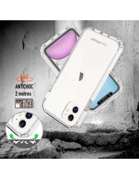 3 iPhone 11 - Protección contra golpes de 360 grado - Serie SHOCK transparente