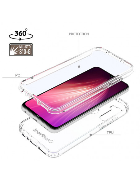 5 Xiaomi Note 8 - Protección completa contra golpes de 360 grado - Serie Transparente