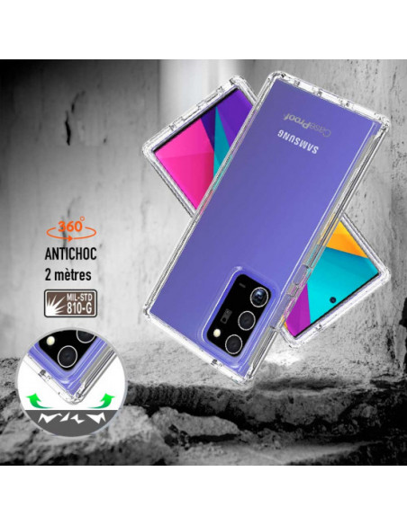 3 Samsung Note 20 Ultra - Protección contra golpes de 360 grados - Serie Clear SHOCK